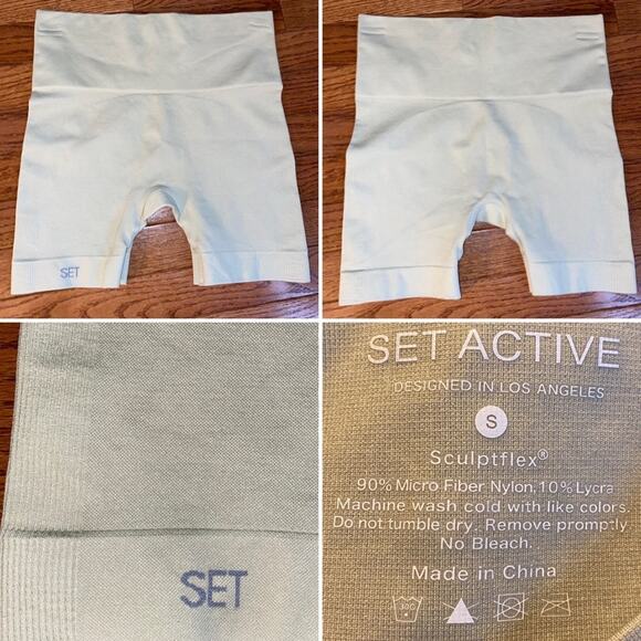 NEW SET Active $59 SCULPTFLEX® BIKE SHORTS Light Green sz S - Picture 1 of 13